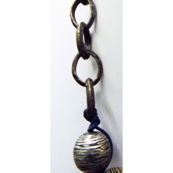 Chico's Faux Lapis Resin Turquoise Antiqued Chain Necklace 27.5" - Picture 3 of 5